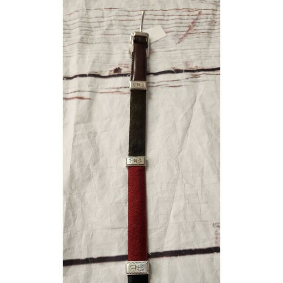 Brighton Western Multi Color Calf Hair Leather Belt Size 28 NWT - Picture 6 of 7